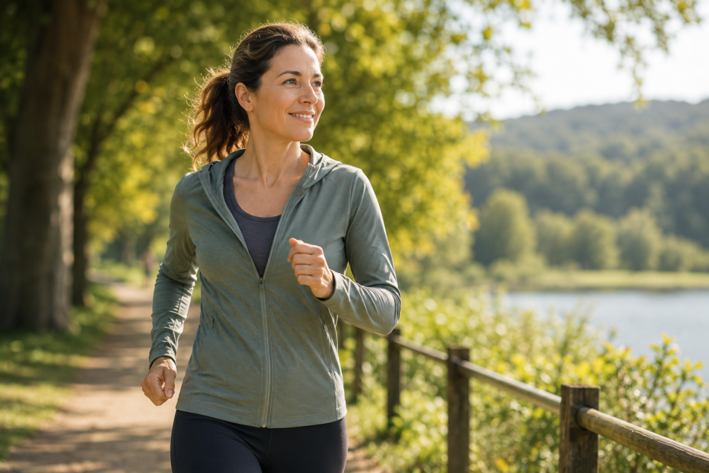 Mujer haciendo ejercicio para cuidar la salud cardiovascular durante la menopausia